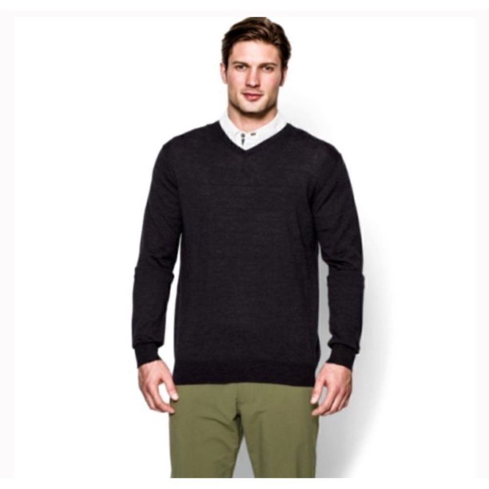 UNDER ARMOUR Grey Merino Wool V-Neck Sweater